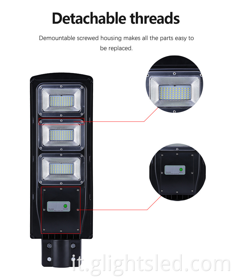 Cina prezzo di fabbrica IP65 esterno impermeabile smd ABS tutto in uno integrato 20w 40w 60w led lampione solare